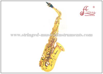 China High F# Eb Key Woodwind Musical Instruments Golden Lacquer Alto Saxophone for sale