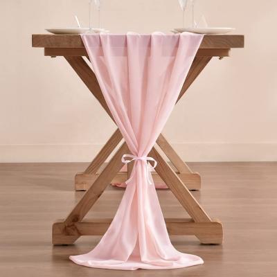 China Wabi-sabi 2023 Pretty Christmas Pink Wedding Party Sheer Chiffon Yarn Table Runner Hot Cheap High Quality Table Runner for sale