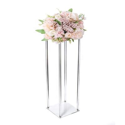 China 2023 Vintage Wedding Supplies Decorations Clear Modern Rectangular Stand Elegant Acrylic Wedding Centerpiece For Tables Flower for sale