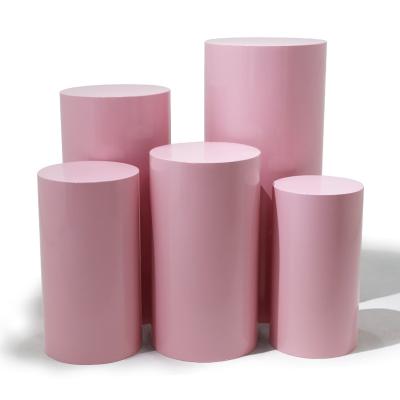 China Romantic Gorgeous Wedding Props Cylindrical Pink Dessert Table Birthday Party Cake Ornaments for sale