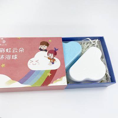 China Wholesale Customized Colorful LOGO Kids Bath Bomb Cloud Bath Bomb With Colorful Bubbles Rainbow Bath Bomb Set for sale