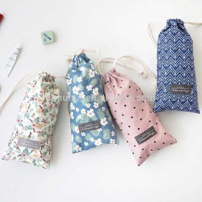 China Canvas Bag Small Convenient Coin Pocket Long Drawstring Cotton Bag for sale