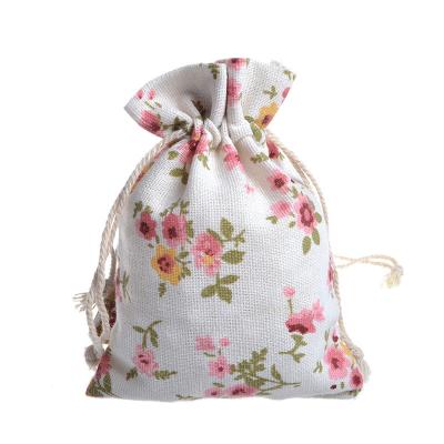 China Rope Handle New Arrival Patterned Small Cloth Drawstring Bag Cotton Drawstring Bag for sale