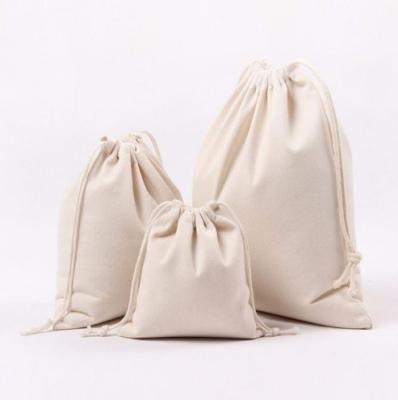 China Rope handle BSCI certified factory custom color cotton drawstring bag white beige mochila for sale