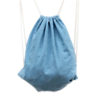 China Rope handle fashion denim drawstring style backpack school bag for wholesale for sale