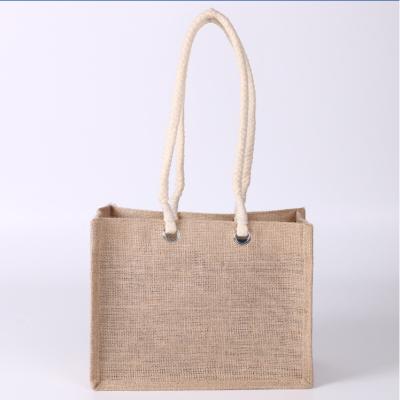 China Eco - Friendly Wholesale Customer Jute Bag With Cotton Rope Handle for sale