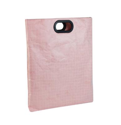 China BSCI handled certified factory custom logo pink color tyvek document paper pocket foldable bag with zipper for sale