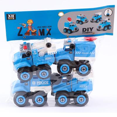 China Toy Hot Sale Diy Toys Police Car Set Detachable Assembling Diecast Assembling Car for sale