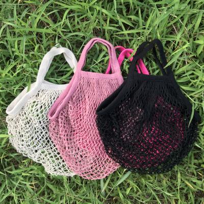 China Organic Cotton 100% Fruit Supermarket Delivery For Vegetables Handle Printing Net Mesh Bag for sale