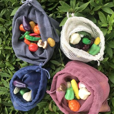 China BSCI Supplier Net Shopping LOGO Printing Eco Friendly Washable Foldable Vegetables Mesh Bag Reusable Cotton Handled for sale