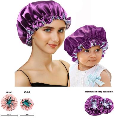 China Custom Logo And Colors Mommy And Satin Striped Silk Scarf Turban Baby I Durag Hood for sale