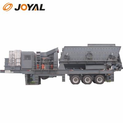 China Mine Quarry JOYAL Lime Processing Equipment Movable Crusher And Vibrating Screen for sale