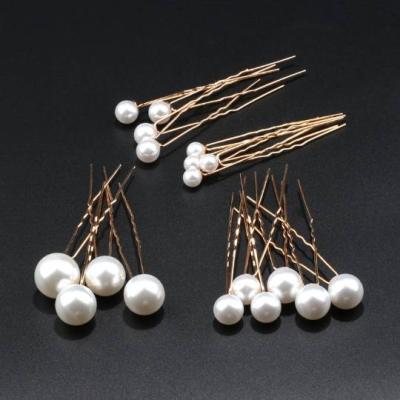 China Bridal Tiaras Hair Pin Fork Size Pearl Hairpin Handmade Wedding Hair Pins Set With Bride Hairstyle Accessories for sale