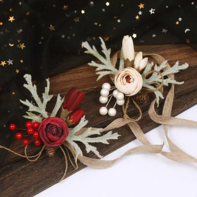 China Handmade Bridesmaid Wedding Flower Wrist Corsage Women Bridesmaid Wrist Flower Wedding Corsage for sale