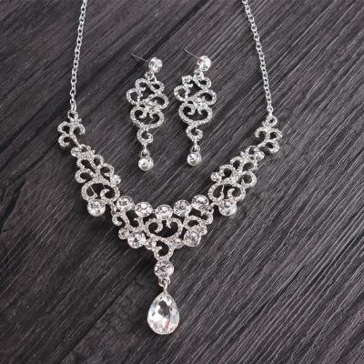 China Handmade Bridal Jewelry Sets Wedding Korean Necklace Earring Jewelry Set Necklace Bridal Wedding for sale