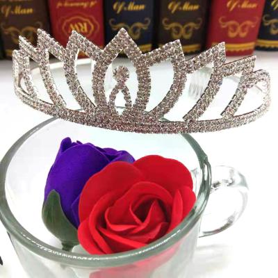 China New Handmade Child Crown Hair Band Little Girl Crown Rhinestone Wedding Dress Crown For Girls Happy Birthday for sale