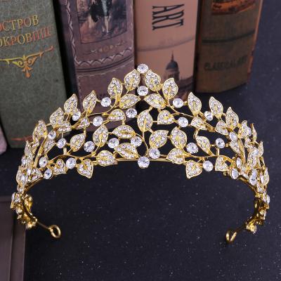 China Handmade Tiara Wedding Bridal Crown Bridal Crown Leaf Rhinestone Bridal Crown Wedding Accessories for sale