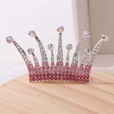 China Handmade Children's Crown Hair Ornaments Children Flower Crown Girls Color Rhinestone Birthday Pageant Crown for sale