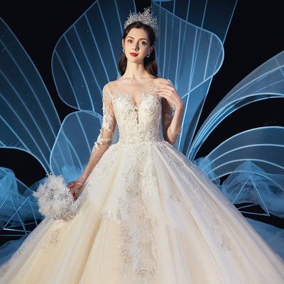 China Wholesale White Wedding Dress Mother Of The Bride Dresses 2021New Bride Wedding Dress Tulle Lace Up Wedding Dress for sale