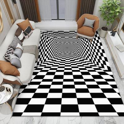 China Wholesale 3d washable custom printed white and black 3d carpet blankets and rugs for living room for sale