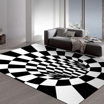 China Factory Wholesale Low Price Washable Printed 3D Vortex Fantasy Optical Illusion With Black Holes Living Room Carpets Modern Area Rugs for sale