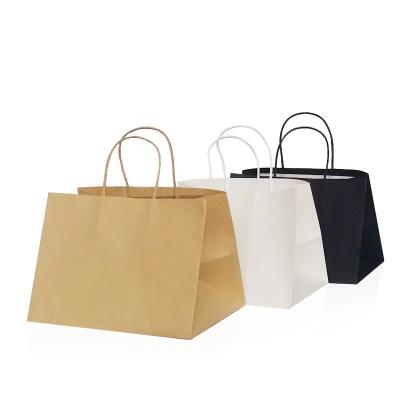 China Recycled Materials Various Size Factory Wholesale Price Custom Printed Recycled Shopping Take Away Brown Kraft Paper Bag for sale