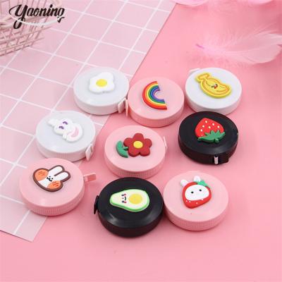 China Measuring Tools brand custom stationery china factory price measurements tools cartoon fruit prints round shaped rolling measuring tape 3 meter for sale