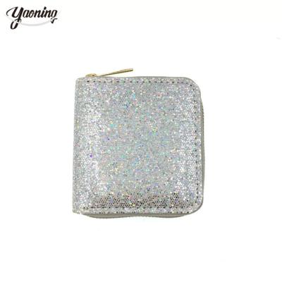 China Fashion Colorful stylish 2023 hot selling girls,ladies,women's mini glitter leather coin purse luxury zipper style keychain pouch bag for sale