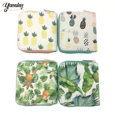 China Fashion Competitive Price Beautiful Tropical plant printing custom luxury designer coin purse leather key chain pouch bag for kids for sale