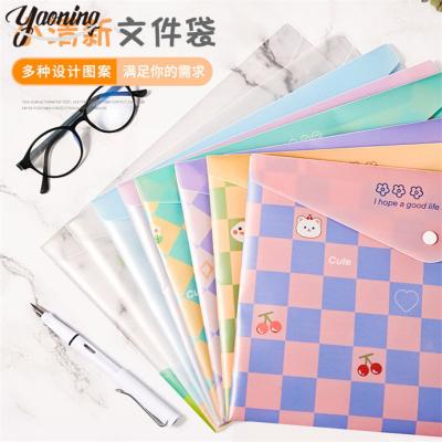 China Office School Stationery Business Gifts Israel New desk stationery Promotional A4 Size grid print fireproof document file folder storage bag with button for sale