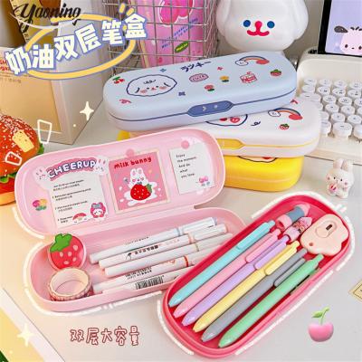 China Schools & Offices japanese hot selling school and office DIY sticker decorative storage stationery multipurpose colored plastic pencil box for sale