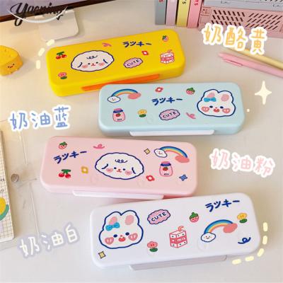 China Schools & Offices Newest Amazon Hot-selling diy paper sticker stationary Multi functional eco plastic colorful pencil case box for school kids for sale