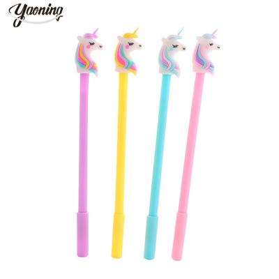 China Normal cheap stationery online Promotional 2023 New Best-selling signature student creative cute unicorn colourful plastic gel ink pen for sale