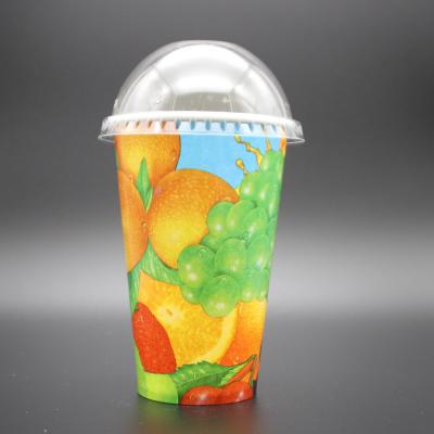 China 32oz Cold Drink Double PE Single Ice Paper Cup  with Lids for sale