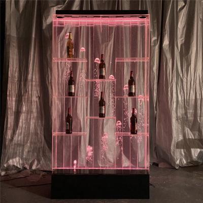 China Modern Customized Water Bubble Acrylic Wall Designed With Bar Shelves Display for sale