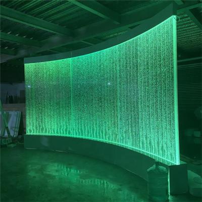 China American New Style Design Wall Decoration RGB Colorful Divider Bubble Wall Customized Arc Shaped Water Fountain for sale