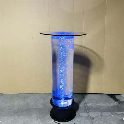 China Customized zero led bar furniture hot sale vinotheque table with led new style bubble water table decor for sale