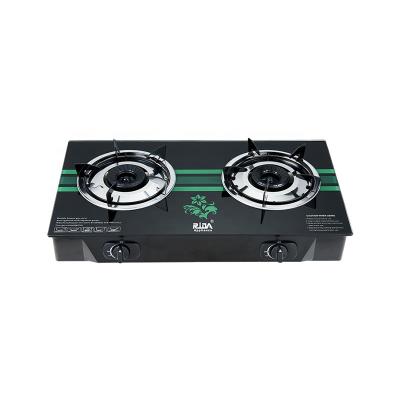 China Newest Hotel Restaurants Cooking Cast Iron Kitchen Built In 2 Burner 7mm Glass Gas Stove Price for sale