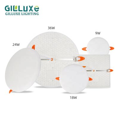 China High Brightness SMD 9w 18w 24w 36w Modern Aluminum Indoor Commercial Round Square Recessed LED Panel Light for sale