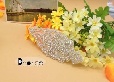 China Handmade Iron On Beaded Rhinestone Appliques For Wedding Dresses for sale