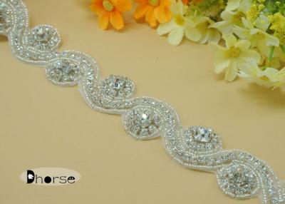 China S Shape Clear Stone Decorative Rhinestone Beaded Trim For Wedding Dress for sale