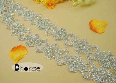 China Custom Design Silver Beaded Clear Crystals For Dress Decoration for sale