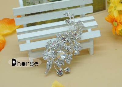 China Bling Bling Crystal Flower Bouquet Rhinestone Wedding Brooches , Silver for sale