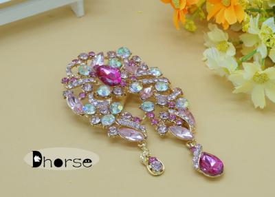 China Purple Large Vintage Rhinestone Brooches , Rhinestone Brooch Pin For a Wedding for sale