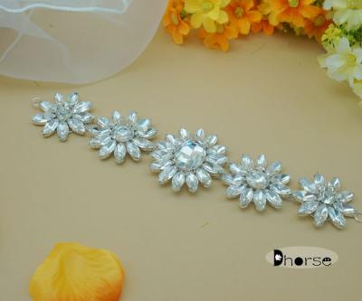 China Floral Design Handmade Diamante Wedding Dress Rhinestone Appliques For Wedding Dress Sash for sale