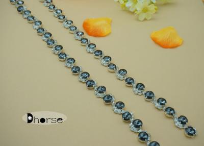 China Black Sparkling Crystal Rhinestone Chain Trim , Decorative Beaded Trim for sale