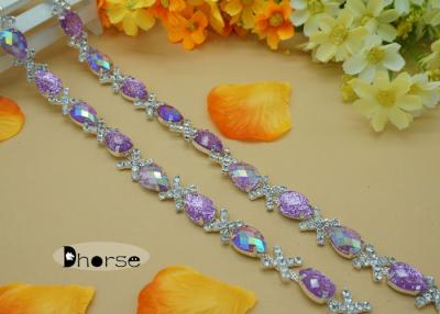 China Purple Shining Rhinestone Chain Trim for sale