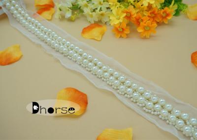 China Sew On Pearl Beaded Trim By The Yard For Garment , Flower Design for sale