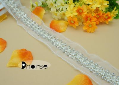 China Handmade Sew On Rhinestone And Pearl Beaded Trim By The Yard For Wedding Dress for sale