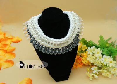 China Elegant White Crystal Vintage Pearl Collar Necklace with Rhinestones for sale